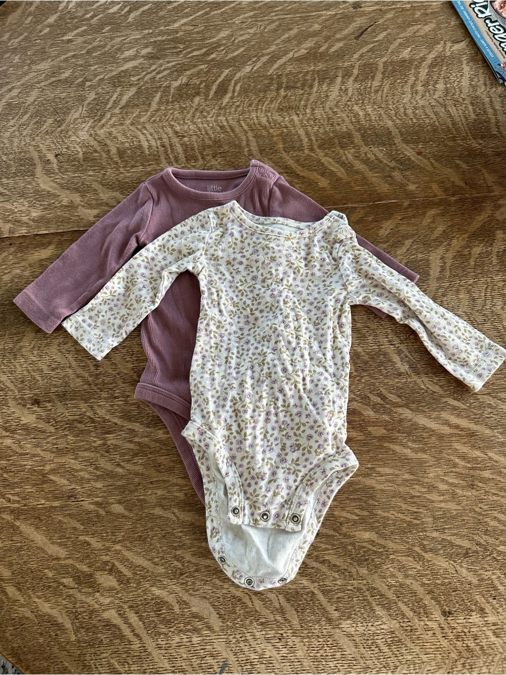 Little Planet baby Long-Sleeve One-Piece Bodysuits - Mauve & Floral